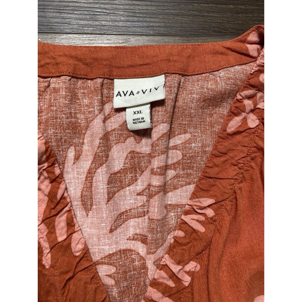 Ava And Viv Bishop Coral Rust Belted Boho Festival Maxi Dress Women’s Size XXL - Picture 4 of 8